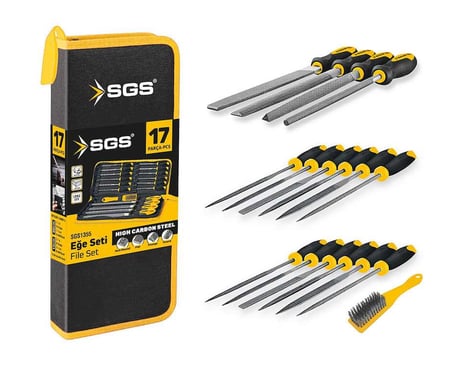 SGS1355 - 17 Parça Düz Üçgen Yuvarlak Eğe Seti Takımı