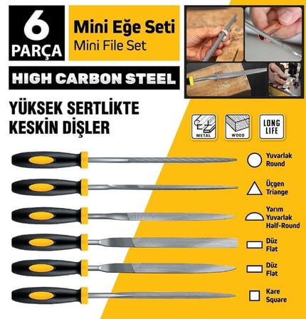 SGS1358 - 5 x 180mm Mini Eğe Seti Takımı 6 Parça