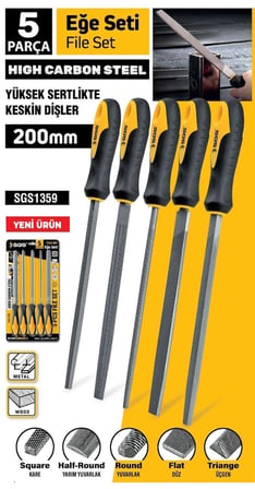 SGS1359 - 5 Parça Düz Üçgen Yuvarlak Kare Eğe Seti Takımı
