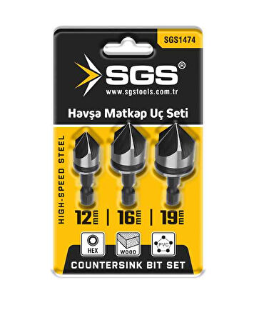 SGS1474 - Havşa Açma Matkap Ucu Seti 12mm - 16mm - 19mm