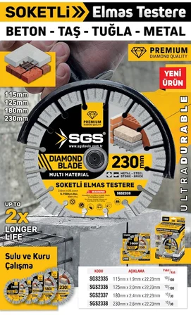 SGS2335 - 115mm Soketli Elmas Testere Multi Material  (Beton Taş Tuğla Metal Kesici)