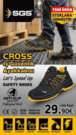 SGS No:40 Cross S1 Çelik Burunlu Spor İş Ayakkabısı  - Ergonomik - Antistatik - Su Geçirmez - Nefes Alır