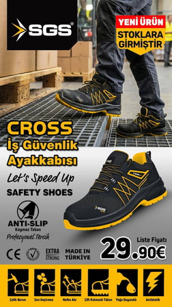 SGS No:42 Cross S1 Çelik Burunlu Spor İş Ayakkabısı - Ergonomik - Antistatik - Su Geçirmez - Nefes Alır