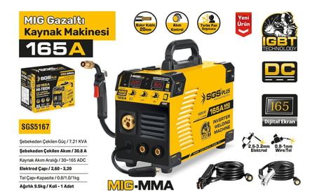 SGS5167 - 165 Amper İnvertör  Gazaltı Kaynak Makinesi