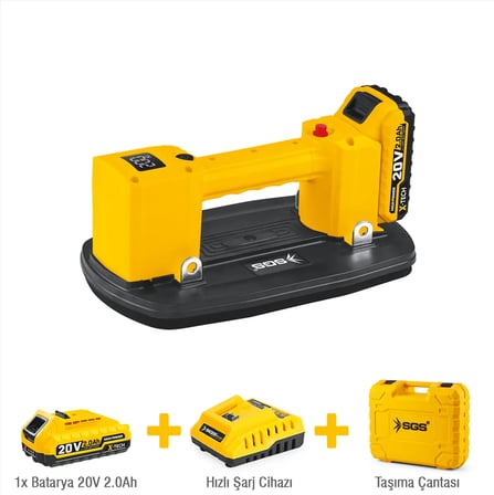 SGS5418 - AKÜLÜ VAKUMLU SERAMİK CAM AHŞAP VANTUZU 20 Volt 2 Amper (200 Kg)