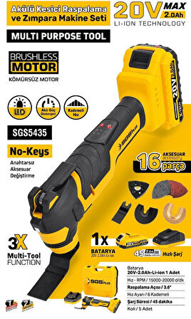 SGS5435 - 20 Volt 2 Amper Akülü Kesici ve Raspalama Makinası