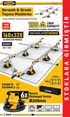 SGS941 - Seramik Granit Fayans Taşıma Vantuzu Platformu 160 x 320 cm