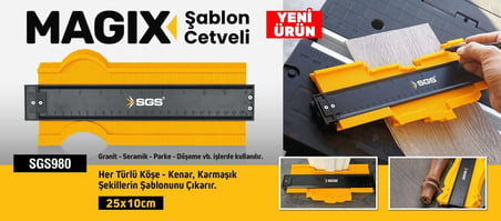 SGS980 - Magix Şablon Cetveli 25x10cm