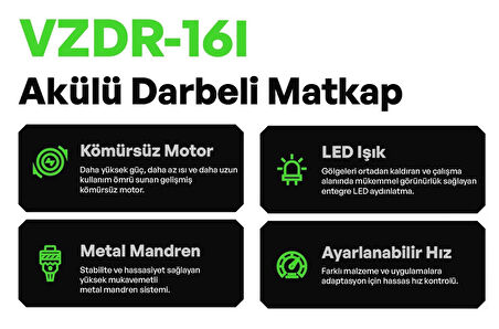 VOLTZ - 50 Nm - 16.8 Volt 2 Amper Akülü Darbeli Matkap Vidalama Seti 830 Gram (VZDR-16I)