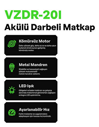 VOLTZ - 60 Nm - 20 Volt 5 Amper Profesyonel Akülü Matkap Vidalama (VZDR-20I )