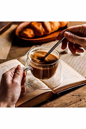 Goya 2 Adet Çift Yalıtımlı Sıcaklığı Koruma Çift Cidarlı Kahve Espresso Bardak Kupa - 250 ML