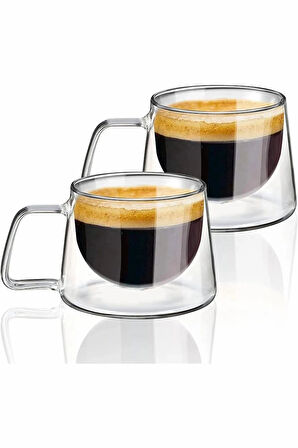 Goya 4 Adet Çift Yalıtımlı Sıcaklığı Koruma Özellikli Çift Cidarlı Kahve Espresso Bardak Kupa