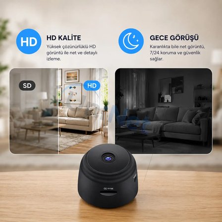 Uninet Mini Güvenlik Kamerası 1080P WiFi Gece Görüşlü Hareket Algılama Özellikli