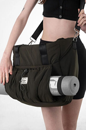 İCONE BAG Icone Önü Büzgü Cepli Fermuar Kapamalı Yoga, Pilates, Fitness ,Gym Spor Çantası Haki