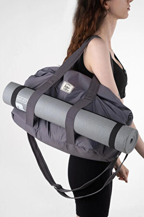 İCONE BAG Icone Mat için Fermuar Kapamalı Yoga, Pilates, Fitness ,Gym Spor Çantası Gri