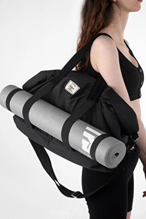 İCONE BAG Icone Mat için Fermuar Kapamalı Yoga, Pilates, Fitness ,Gym Spor Çantası Siyah