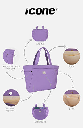 İnce Paraşüt Kumaştan, Yanları Lastikli Büzülebilen, Önde Büyük Cepli Kadın Çanta