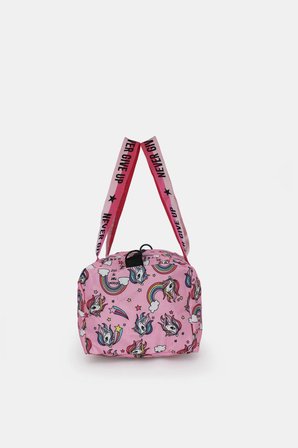 İCONE BAG Kız Çocuk Yıldız Baskılı Spor Çanta, Unicorn Desenli Spor Çanta, Fermuarlı Detaylı Çocuk Spor Çanta