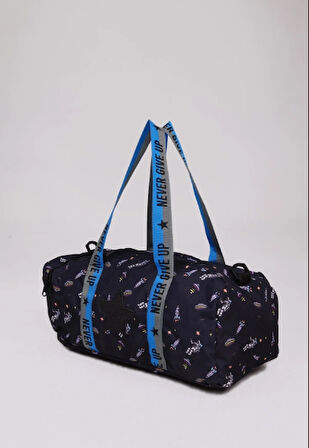 İCONE BAG Kız Çocuk Yıldız Baskılı Spor Çanta, Yan Cepli Spor Çanta, Fermuarlı Detaylı Çocuk Spor Çanta, Gece Mavisi