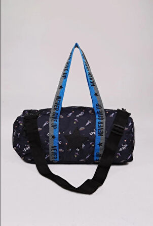 İCONE BAG Kız Çocuk Yıldız Baskılı Spor Çanta, Yan Cepli Spor Çanta, Fermuarlı Detaylı Çocuk Spor Çanta, Gece Mavisi