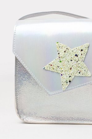 İCONE BAG Simli Yıldız Baskılı Kız Çocuk Çantası, Parlak Görünümlü El ve Omuz Star Çocuk Çanta