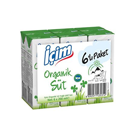 İçim Organik Süt 200 Ml X 6 Adet