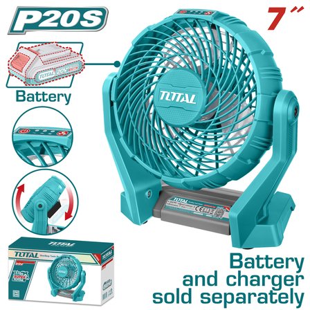 Total Set-16 (TOTAL LI-ION AKÜLÜ VANTİLATÖR TFALI2007+TOTAL P20S 2Lİ 2.0 Ah AKÜ VE ŞARJ ALETİ SETİ)