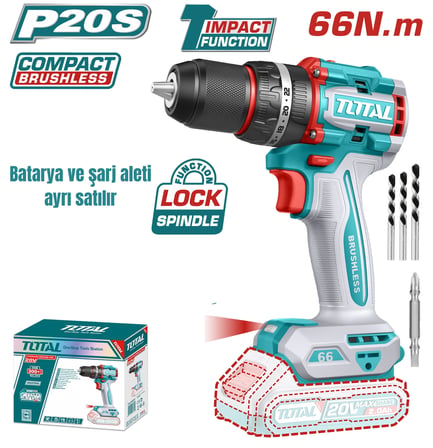 Total Set-24 (TOTAL LI-ION AKÜLÜ DAİRE TESTERE+AKÜLÜ DARBELİ MATKAP 66NM+20V 4,0 Ah Batarya+Şarj Aleti)
