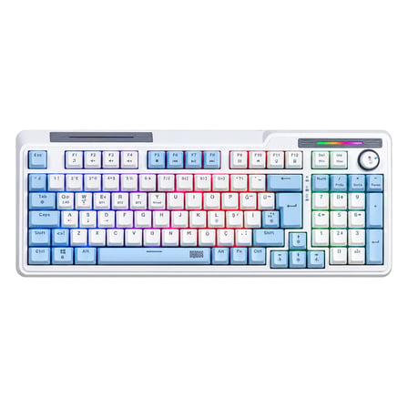 Dragos ColorPulse Mavi Beyaz Red Switch Hotswap Şarjlı USB Wireless Bluetooth Full RGB Mekanik Oyuncu Klavyesi