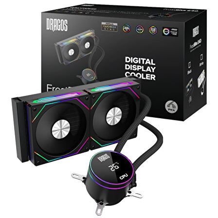 Dragos FrostBite 240 Intel-AMD 240MM Isı Göstergeli ARGB Siyah Sıvı Soğutucu