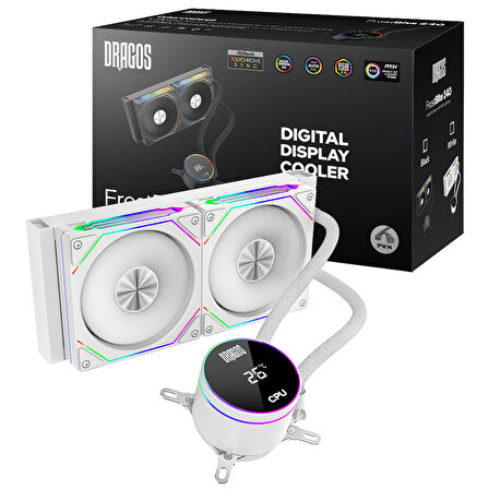 Dragos FrostBite 240 Intel-AMD 240MM Isı Göstergeli ARGB Beyaz Sıvı Soğutucu