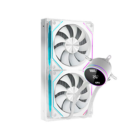 Dragos FrostBite 240 Intel-AMD 240MM Isı Göstergeli ARGB Beyaz Sıvı Soğutucu