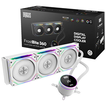Dragos FrostBite 360 Intel-AMD 360MM Isı Göstergeli ARGB Beyaz Sıvı Soğutucu