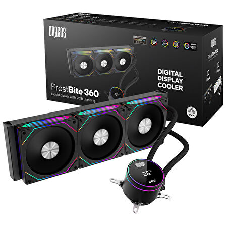 Dragos FrostBite 360 Intel-AMD 360MM Isı Göstergeli ARGB Siyah Sıvı Soğutucu