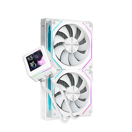 Dragos AquaForge 240 Intel-AMD 240MM LCD Ekranlı ARGB Beyaz Sıvı Soğutucu