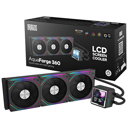 Dragos AquaForge 360 Intel-AMD 360MM LCD Ekranlı ARGB Siyah Sıvı Soğutucu