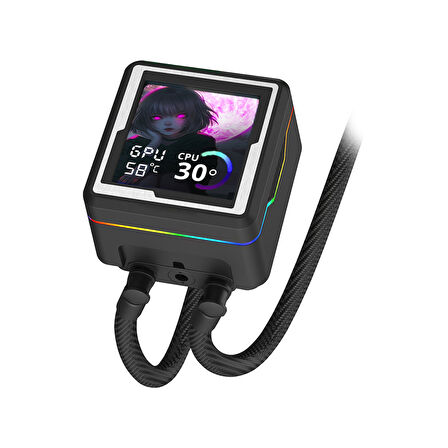 Dragos AquaForge 360 Intel-AMD 360MM LCD Ekranlı ARGB Siyah Sıvı Soğutucu