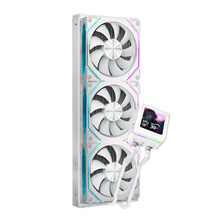 Dragos AquaForge 360 Intel-AMD 360MM LCD Ekranlı ARGB Beyaz Sıvı Soğutucu