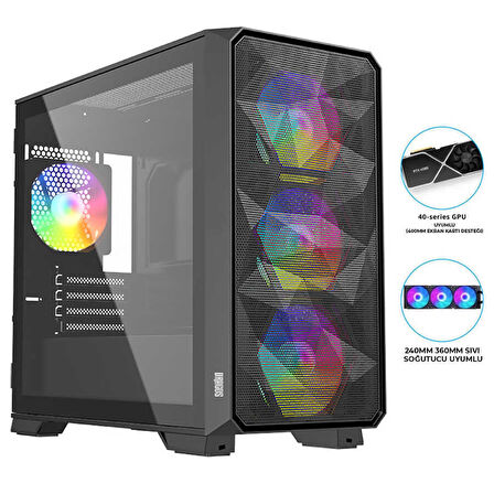 Dragos Diamond 4X Argb İnner Fan USB 3.0 600w 80+ Gaming Bilgisayar Kasası