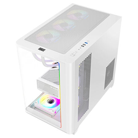 Dragos Ocean Curved Pro V2  Beyaz 7x Argb Fan USB 3.0 Type-C 750W 80+ ATX Bilgisayar Kasası Beyaz