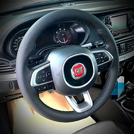 DİKİŞLİ DİREKSİYON KILIFI İTHAL SİYAH DERİ SİYAH DİKİŞLİ FIAT EGEA SEDAN İÇİN