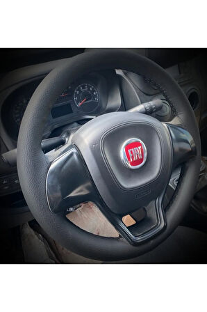 DİKİŞLİ DİREKSİYON KILIFI İTHAL SİYAH DERİ SİYAH DİKİŞLİ FIAT DOBLO İÇİN