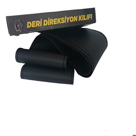 DİKİŞLİ DİREKSİYON KILIFI İTHAL SİYAH DERİ NOKTALI DERİ MAVİ YÜZÜK MAVİ DİKİŞLİ FORD CUSTOM İÇİN