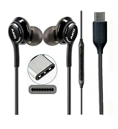 KRAL AKG Samsung  Mikrofonlu Type-C Girişli Kulak Içi Siyah Kablolu Kulaklık