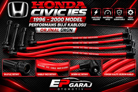 HONDA CIVIC IES 1996–2000 MODEL UYUMLU KIRMIZI SİLİKON BUJİ KABLOSU TAKIMI