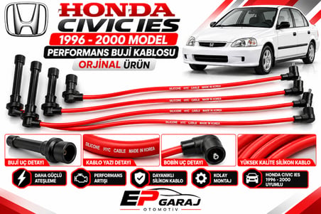 HONDA CIVIC IES 1996–2000 MODEL UYUMLU KIRMIZI SİLİKON BUJİ KABLOSU TAKIMI