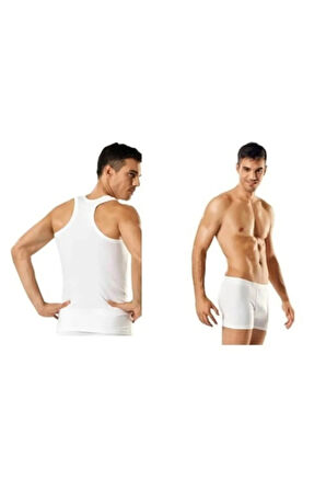 Erkek Sporcu Atlet-boxer Takım 8'li Paket 4 Atlet 4 Boxer Likralı Ribanalı