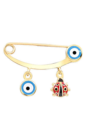 Nazar ve Uğur Böcekli Altın İsimli İğne (IGN0006)