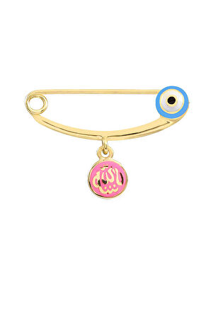 Nazar Ve Allah Yazılı Altın Bebek İğnesi (IGN0016)