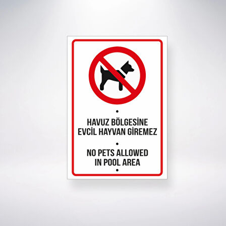 Havuz Bölgesine Evcil Hayvan Giremez Sticker 20X28 Cm